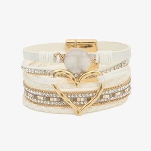 Bohemian Heart Buckle Bracelet | Rhinestone Magnetic